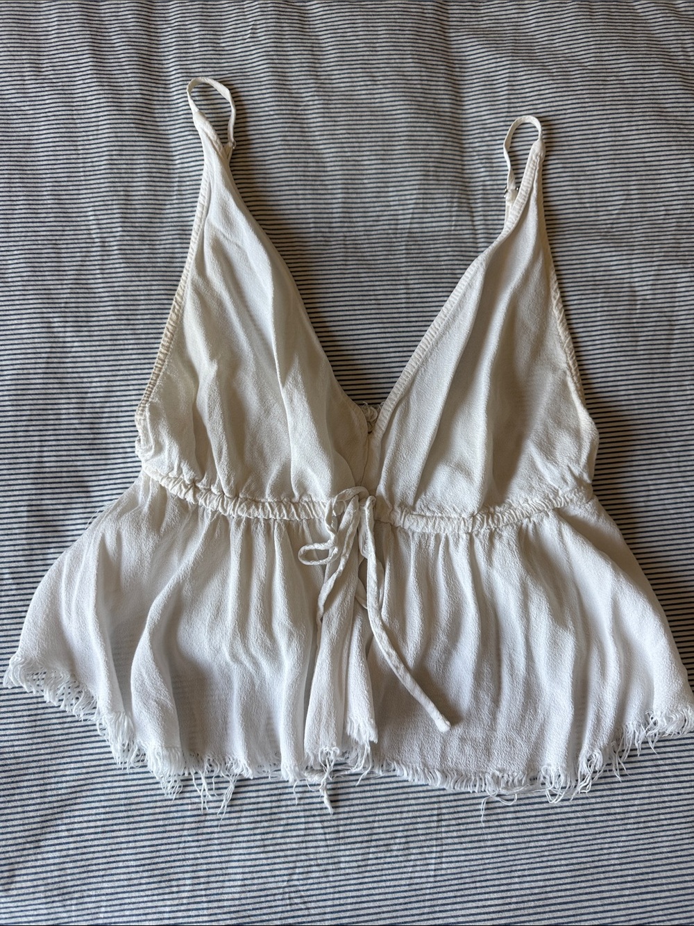 Brandy Melville Cream Tie-Front V-Neck Peplum Cami